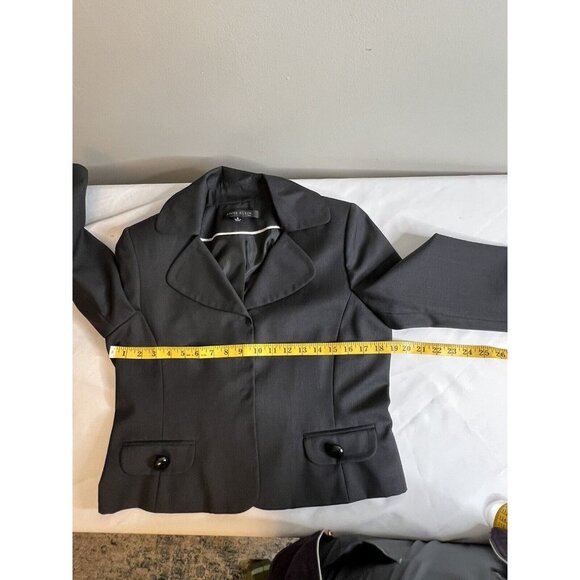 Anne Klein Blazer Jacket Cropped Gray 3/4 Sleeves Wool Blend Sz 8 - Picture 7 of 7